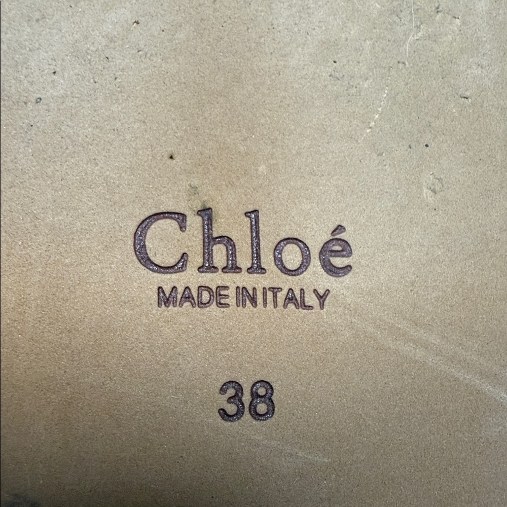 Chloé Tan Canvas Logo Slide Sandals - Picture 3 of 4